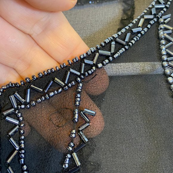 JMD Sheer Beaded Cardigan Evening Cocktail Wedding Holiday - Picture 4 of 9